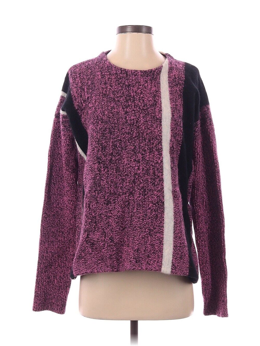 Alexander Wang Pink Boxy Striped Sweater M Wool Blend Angora Chunky Knit Retro